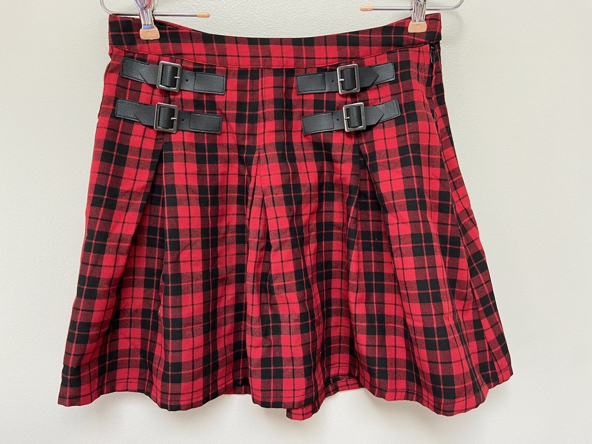 Hot Topic Checkered Skirt With Belt Hot Topic Womens Skater Red