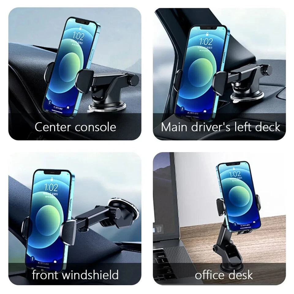 Car Phone Holder Dashboard Windshield Phone Mount Universal for iPhone Samsung - Image 3 of 4