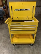 Roller Cart Tool Cabinet Storage Chest Box  Yellow 4 Drawer 580 Lb Capacity