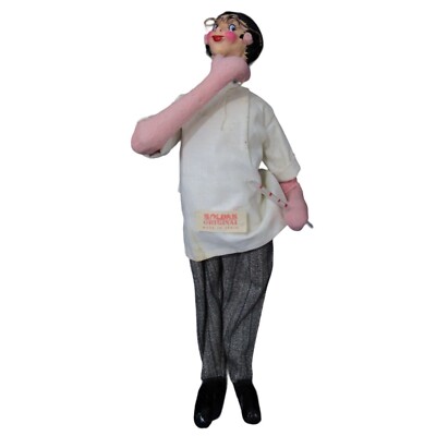 Vintage Roldan Original Felt Doctor Doll Thermometer Handmade Spain Discoloratio