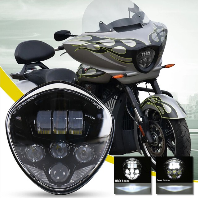 Motorcycle Black Led Headlight HiLo Beam For Victory Motorcycle Vegas