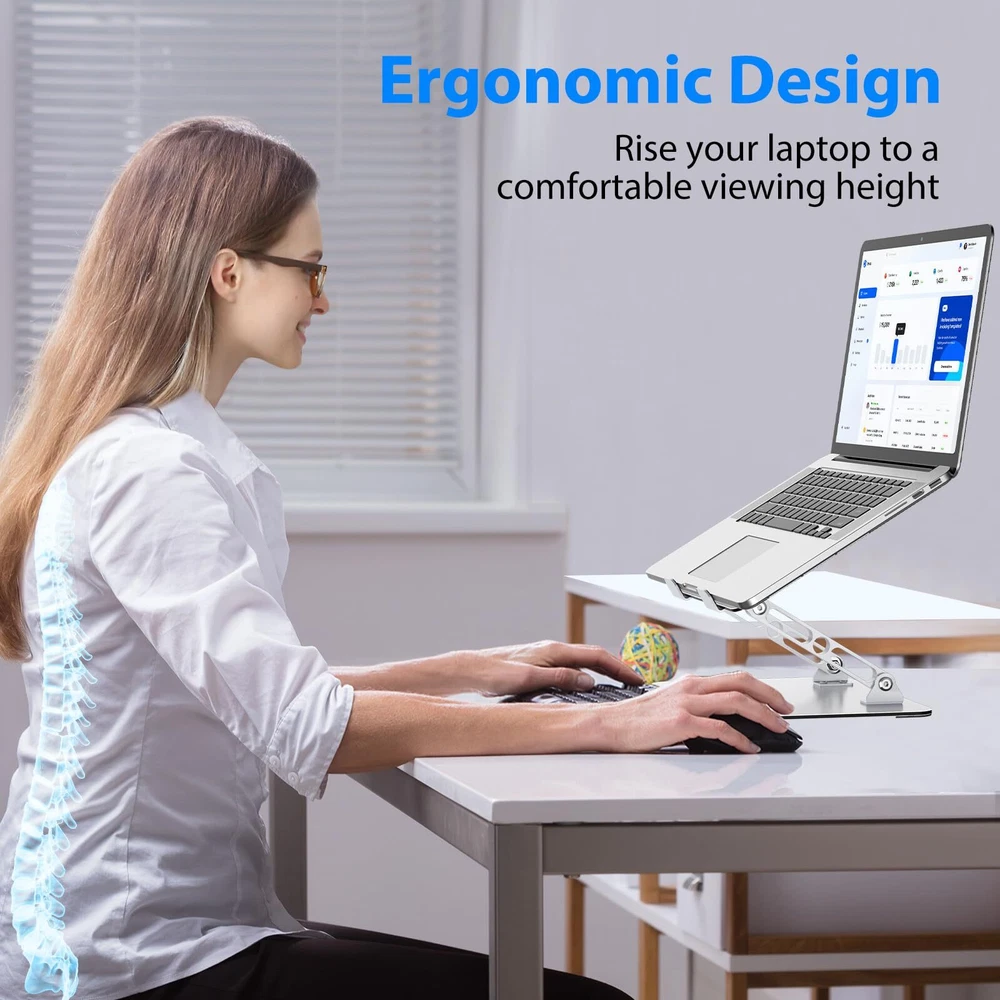 Laptop Stand for Desk, Adjustable Laptop Riser, Metal Laptop Holder Foldable ...