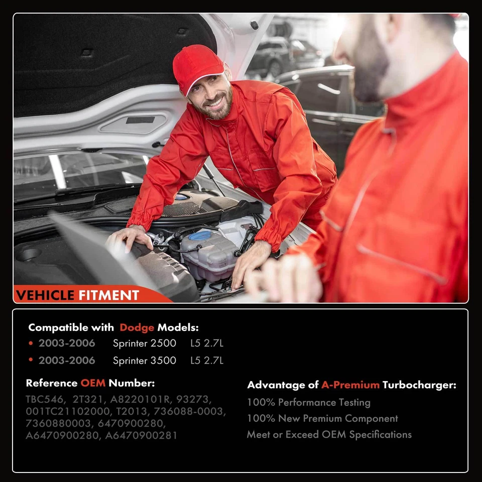 Turbocompresor con junta para Dodge Sprinter 2500 3500 03-06 2,7 L GT2256VK Foto 3 de 4