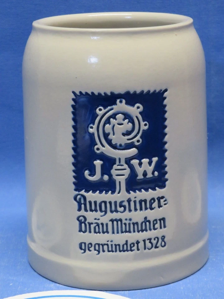 Augustiner Bräu München Steinkrug 0,5L Krug + 4x Augustiner Bierdeckel + Öffner - Bild 3 von 4