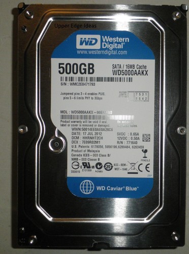 Western Digital 500GB SATA Hard Drive HDD 3.5 WD5000aakx-00erma0