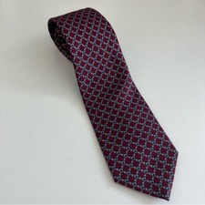 Brooks Brothers Men's Italian Silk Red Blue Chain printed Tie