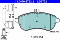 ATE 13.0470-2732.2 Bremsbelagsatz, Scheibenbremse FüR MERCEDES-BENZ