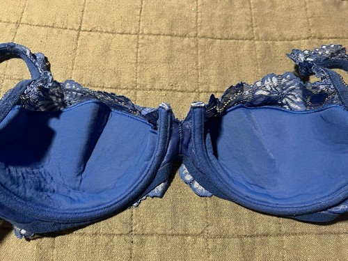 Victoria’s Secret Bra 36D 36 D Blue Lace Lacy Sexy VS Euc - Picture 4 of 5