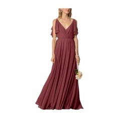 New Jenny Yoo Luxe Collection Chiffon Cinnamon Rose Cassie Dress MSRP $280