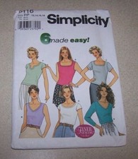 SIMPLICITY PATTERN 9116 6 MADE EASY SZ 12, 14, 16, 18 KNIT TOP MISSES