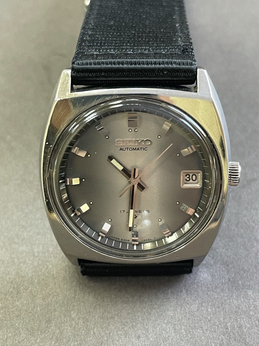 Vintage Nice SEIKO 6308-8020 Hand Automatic Gray DIAL DATE SS 17