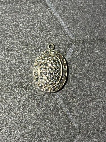 925 Vintage Sterlingsilber signiert THEDA Markasit oval Charm - ME648