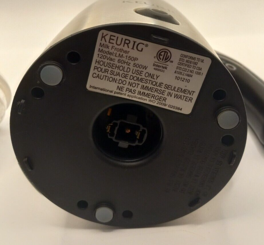 Keurig Café One Touch Milk Frother. LM150P Stainless Steel. Base Not