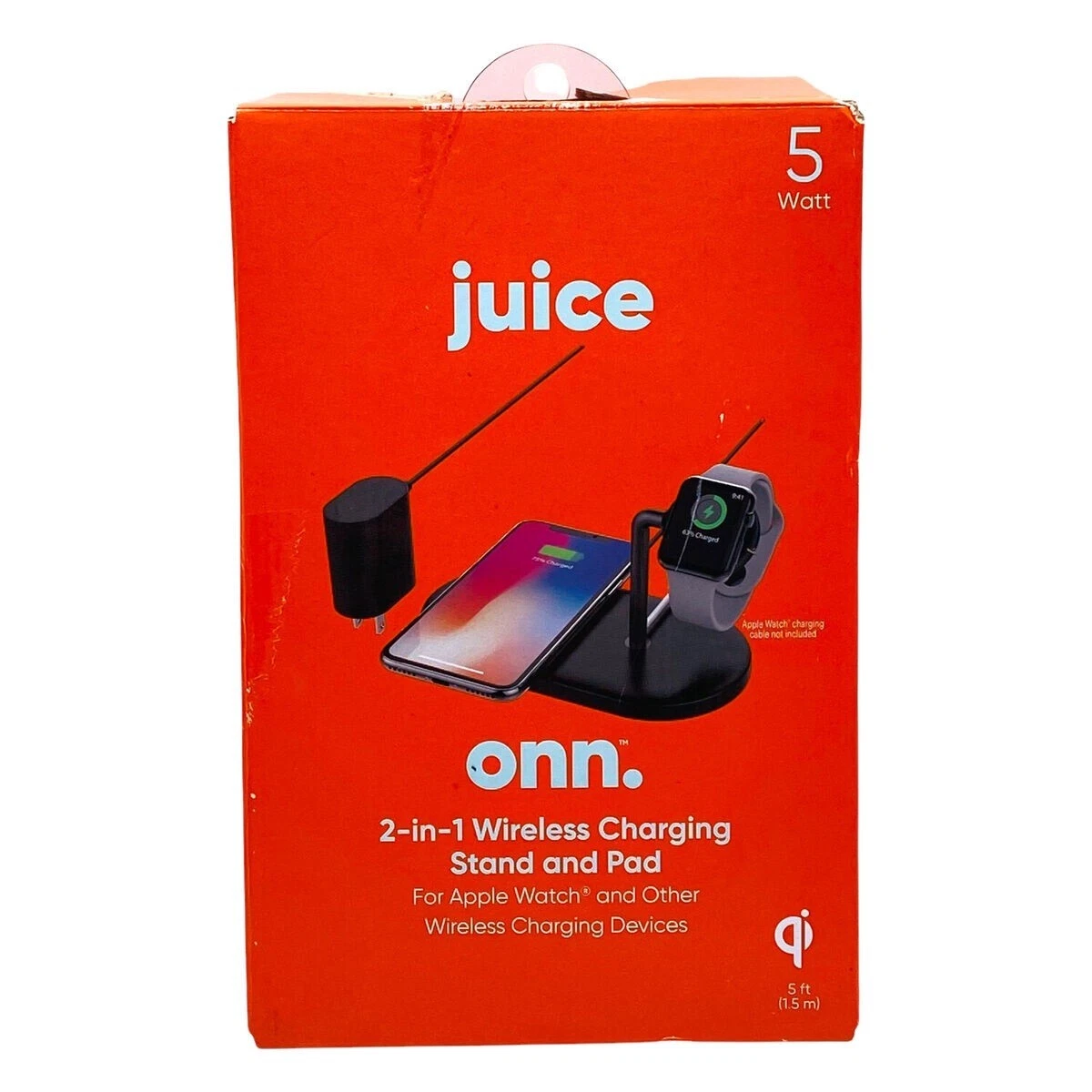 Onn 2 in 1 Wireless Charging Stand Pad for Smart Phone Apple