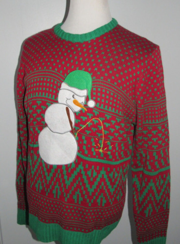 UGLY CHRISTMAS SWEATER ANGRY SNOWMAN PEEING MENS X