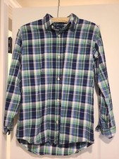 Gap Kids Button Down Shirt Boys Size 2XL Blue Yellow Plaid Long Sleeve Cotton