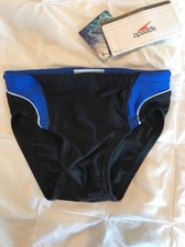 New Boys Speedo NWT Swim Swimsuit Race Tri Axcel Splice Brief 26 Black/Blue 35