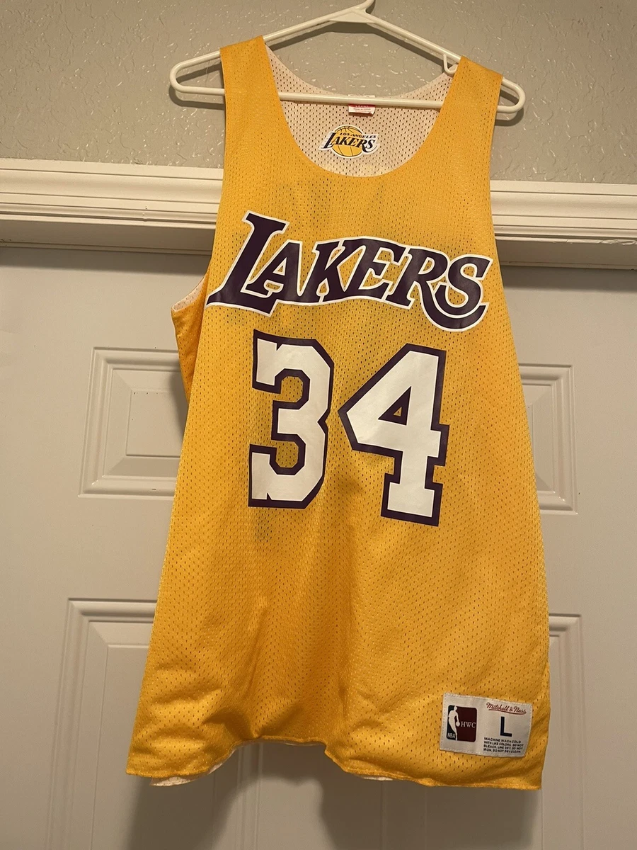 Men's Los Angeles Lakers Shaquille O'Neal Mitchell & Ness Gold Hardwood Classics Reversible Tank top