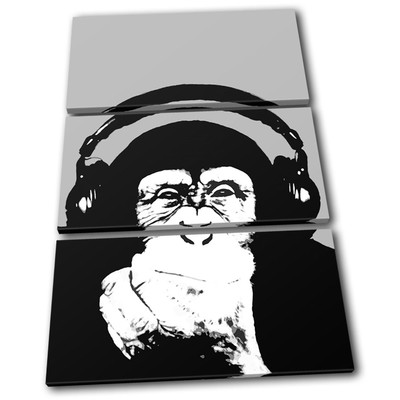 Chimp DJ Music Monkey Pop Animals TREBLE Leinwand Wand Kunst Bild drucken