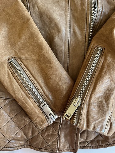 Maje Leather Moto Jacket Tan Brown Womens Size Small / 1 - Picture 16 of 17