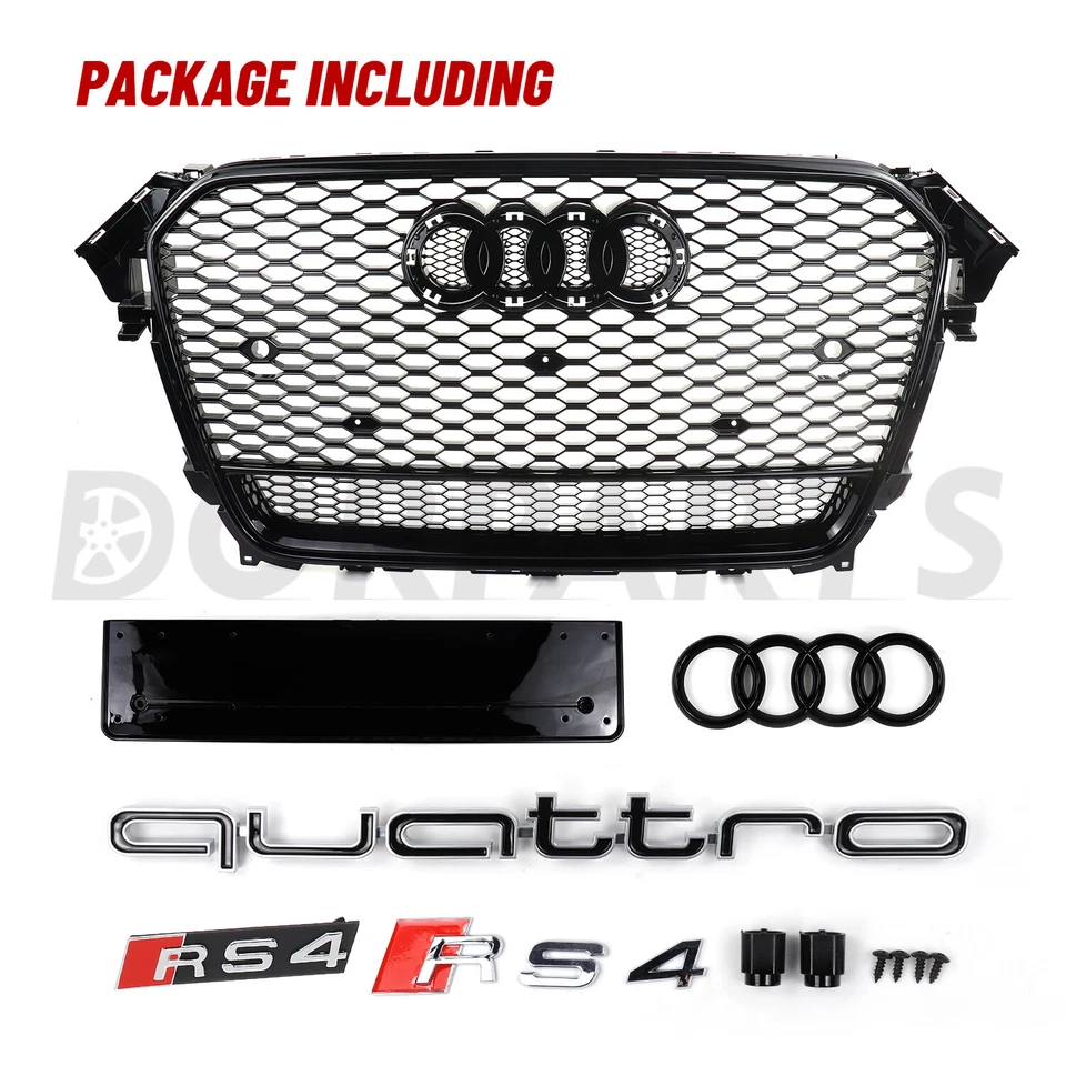 Parrilla delantera de malla con Quattro para Audi A4 S4 B8.5 RS4 Style 2013-2015 2014 Foto 2 de 4
