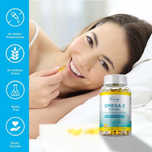 Omega 3 Olio di Pesce - 3x Forza Massima Potenza DHA, EPA, Supporto Cuore e Cervello - Foto 6 di 11