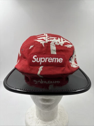 ??Rare chapeau de camp Supreme 5 panneaux chapeau à bretelles USA boîte logo vintage ?