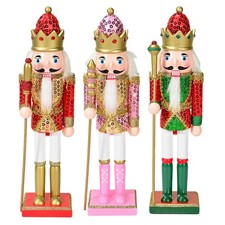 Image of 11.81inch Standing Handpainted Wooden Nutcracker for Holiday Xmas Fireplace