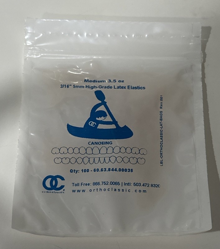 5000 Orthoclassic 3/16” 3.5oz Orthodontic Elastics/Rubber bands 50 Packs Of 100