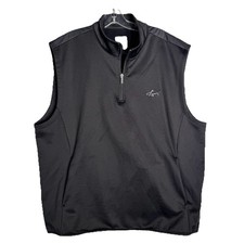Greg Norman Black 1/4 Zip Golf Vest Men XL Tasso Elba HydroTech Water Repellent