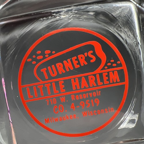 VTG 1940s Advertisement Glass Square Ashtray Turner's Little Harlem Milwaukee WI - Picture 3 of 8