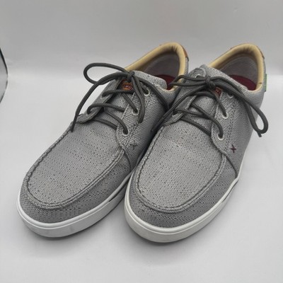 Twisted X Work Shoes Mens 10W Grey Composite Toe ecoTWX Woven Moc Kicks MCA0034