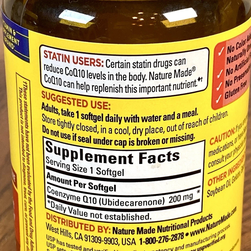 Lote de 2 ~ Hecho en la Naturaleza ~ CoQ10 200 mg ~ 80 Cápsulas Blandas ~ Exp 10/2027 Foto 3 de 4