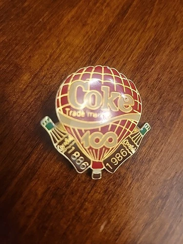 COCA COLA HOT AIR BALLOON 100TH ANNIVERSARY 1886 - 1986 ENAMEL PIN VINTAGE