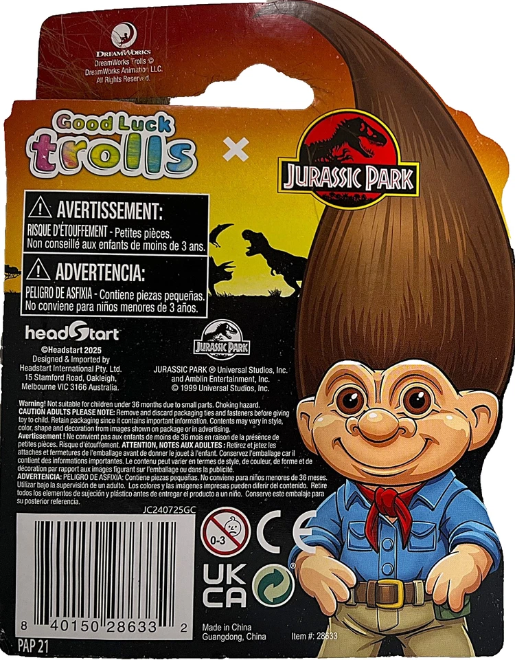 Muñeca Trolls Good Luck Parque Jurásico ALAN GRANT Icono Troll Edades 5+ NUEVA 2025 Foto 2 de 2