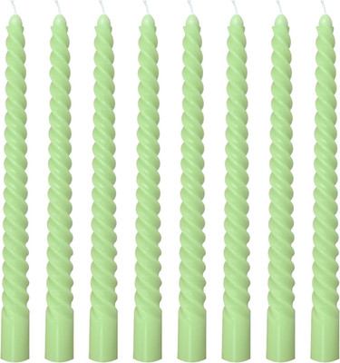 8 Pack 10 Inch Sage-Green Spiral Taper Candle Set, 7/8 Inch Unscented Driples