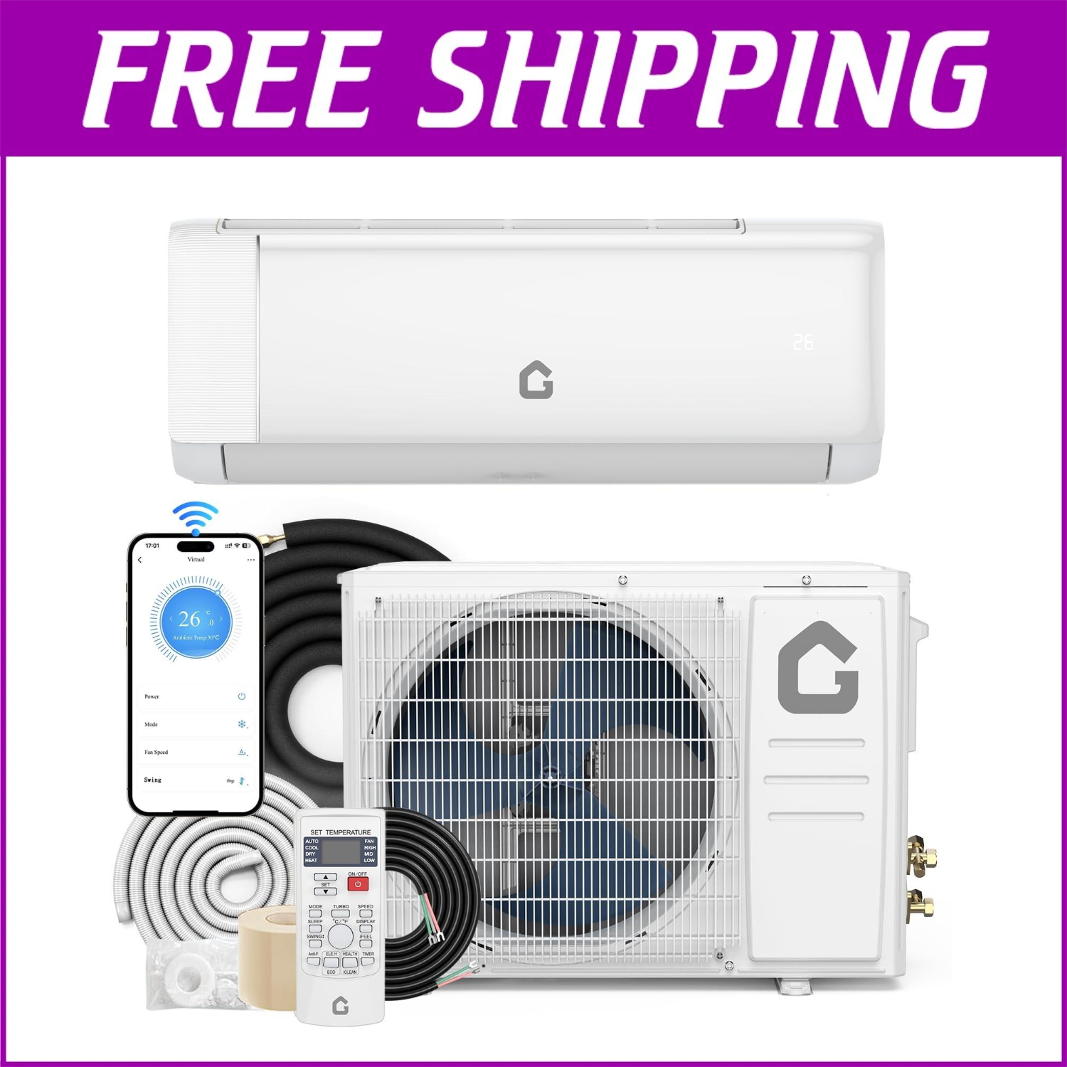12000 BTU Mini Split Air Conditioner Ductless Heat Pump 110V Inverter ...