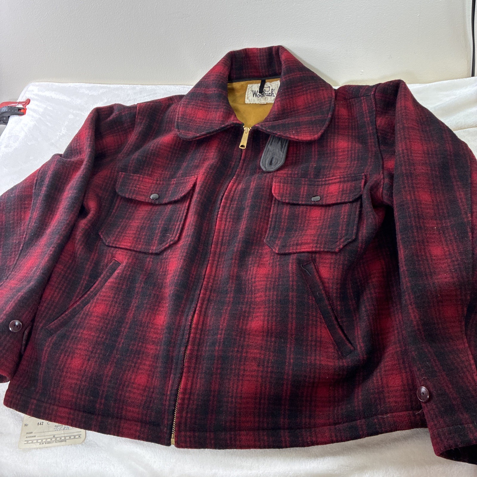 Vintage Woolrich Wool 1960 Hunting Jacket Men 545 Red Plaid Mackinaw Full Zip XL