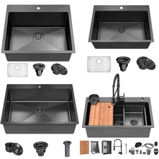 Drop-in Kitchen Bar Sink 25x22x9 28x20x9 30x18x9 33x22 Top-Mount Stainless Steel