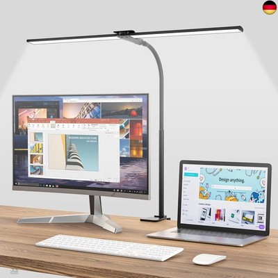 Hensam Schreibtischlampe LED Dimmbar, 1400LM Doppelkopf Schreibtischlampen