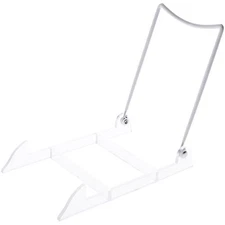 Bard's Folding White and Clear Plastic Easel Stand, 7.5" H x 5" W x 8" D