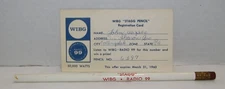 1960 WIBG Radio 99 Stagg Pencil & Registration Card for Contest , DJ Jimmy Stagg