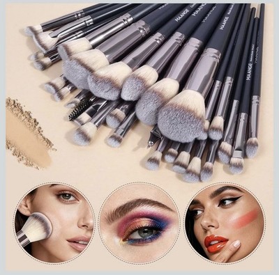 Maange Professional Kabuki Makeup Brush Set 30 Pieces Face, Eyes, Contour Black