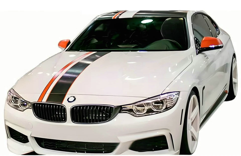 Racing Stripe Graphics Decal For BMW M3 M4 M5 Car Hood Roof Rear Vinyl Stickers - Image 2 of 4
