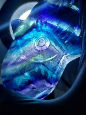 Regenbogen Fluorit Kristall Konvolut Hamza Hand, Palmenstein, roh, Evil Eye Armband