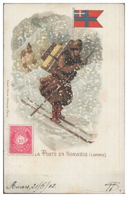 S371/ La Poste au Norwegen  Postbote Briefträger Litho AK 1902