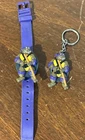 VTG Teenage Mutant Ninja Turtles Donatello Watch+Keychain 1988 UNTESTED TMNT 80s