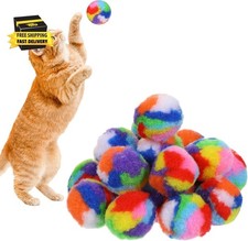 20 Pcs Colorful Fuzzy Ball Cat Toy, 1.6-Inch Soft Plush Ball for Cats, Colorful