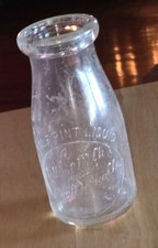 Antique 1914 Half Pint Milk Bottle A Bottle of Milk is a Bottle of Health