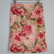 Talbots Floral Pencil Skirt size 4P Pink Multi Office Career Wear Preppy New